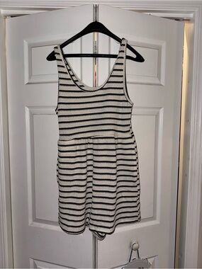 Black and White Striped Knit Romper